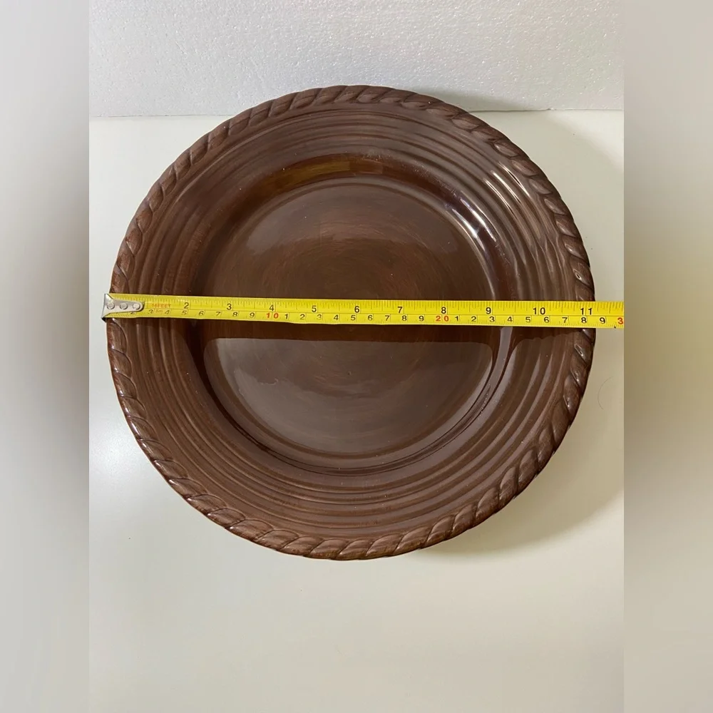 Lucca Z Gallerie 4 Dinner Plates Hand Painted Rope Rim Collection